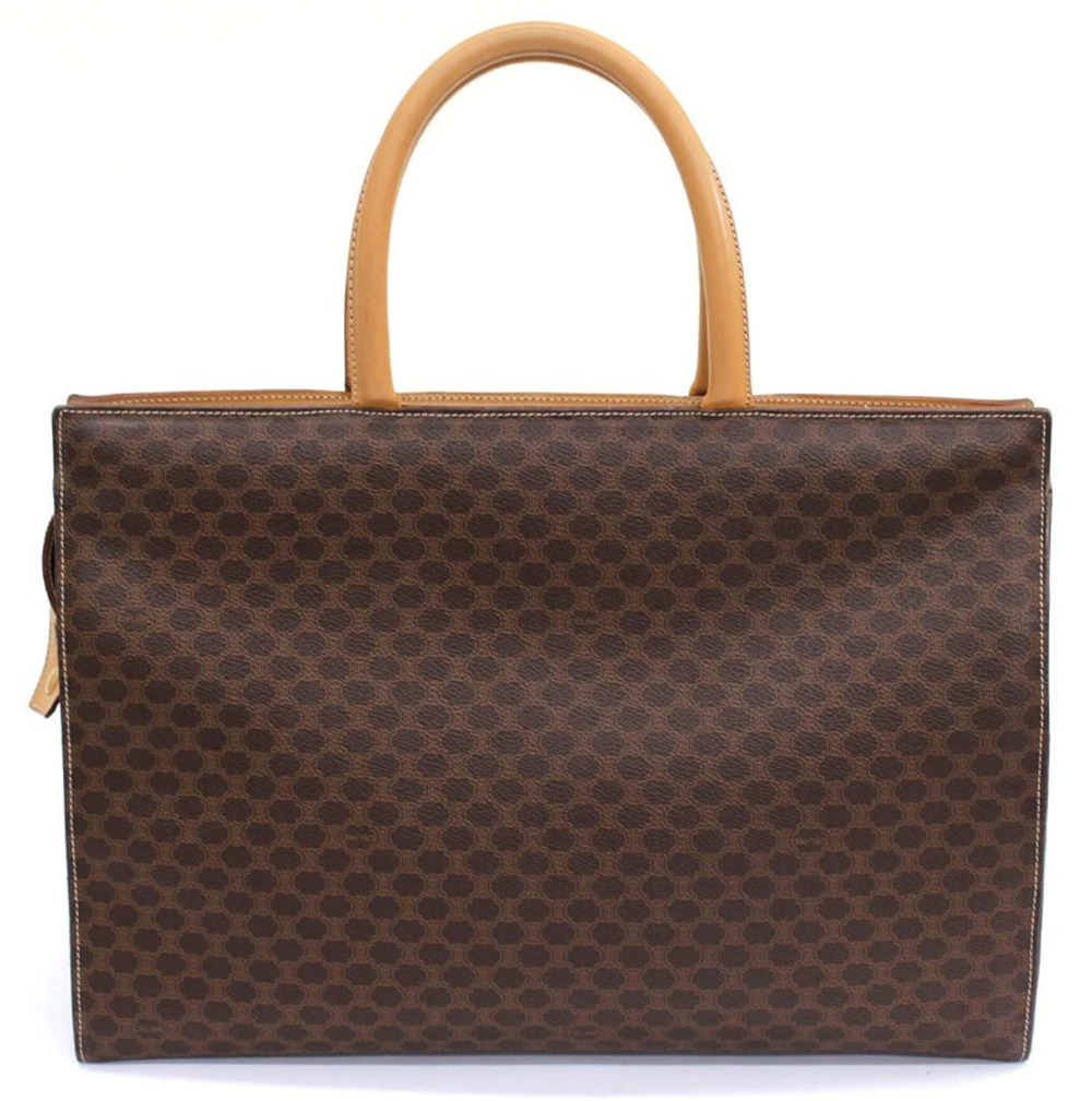 Celine Bag Leather Briefcase Macadam Handbag Business Brown